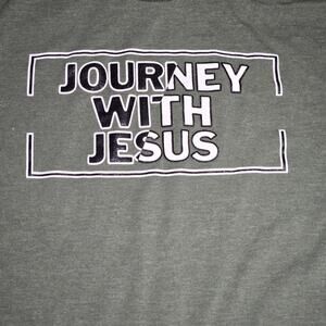 Journey With Jesus Army Green unisex T-Shirt XL Punk Christian Faith Believer